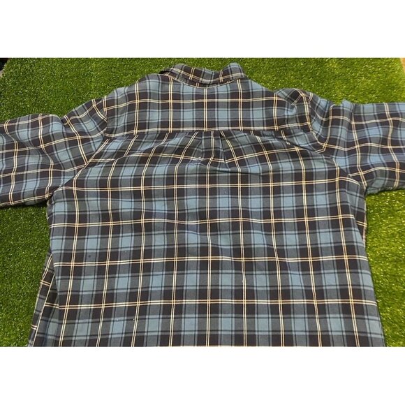 LL Bean shacket large mens outdoors blue light weight button up plaid - Picture 7 of 10